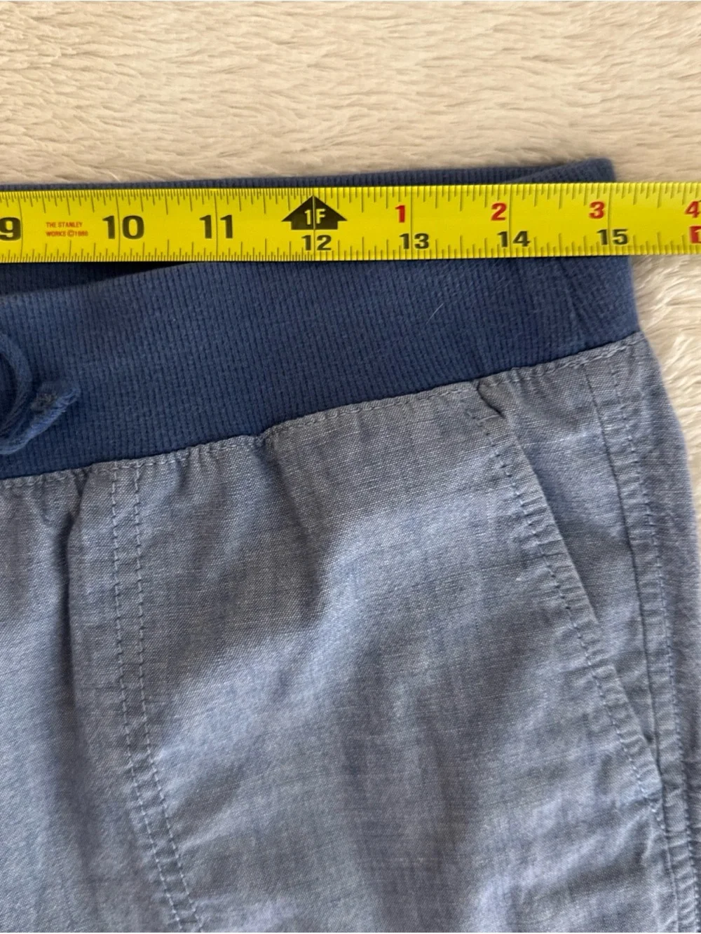 TALBOTS Blue Chambray Pants Size 8 Cotton Ankle Lightweight Elastic Waist Casual